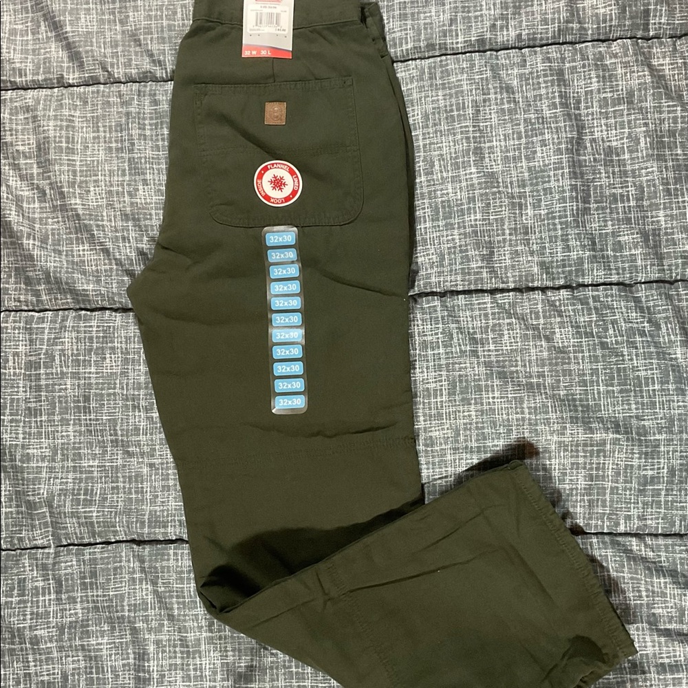 Coleman Mens Flannel Lined Utility Pants 32x30 Olive NWT